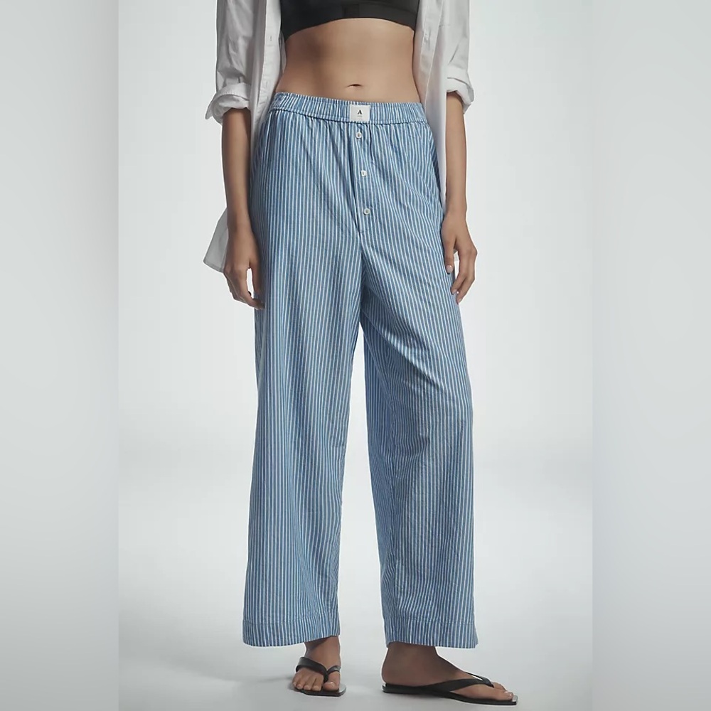 Anthropologie Wren boxer pants Blue Striped Lounge Pants